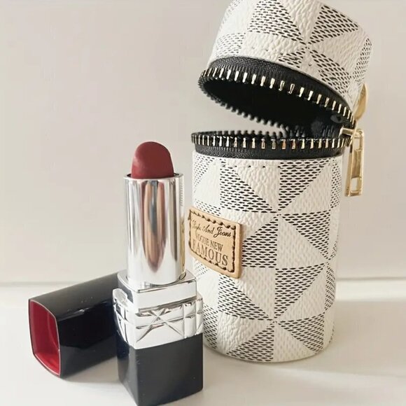 Luxury Brown Mini Keychain Bucket Cosmetic Bag Handbag Pendant - Picture 5 of 9